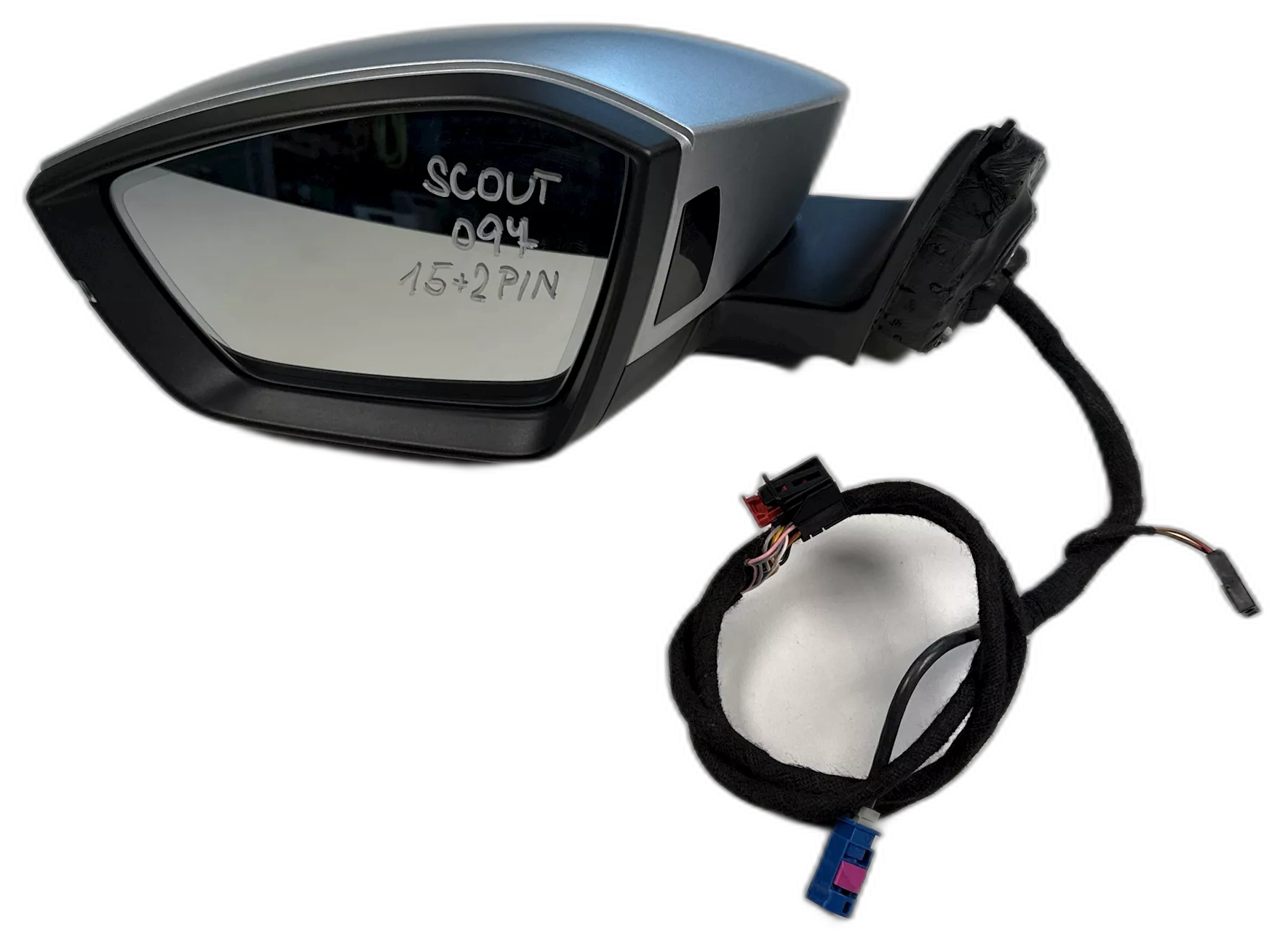 Zpětné zrcátko levé s kamerou 360°, 15+2-PIN + optický kabel, Škoda Superb III SCOUT