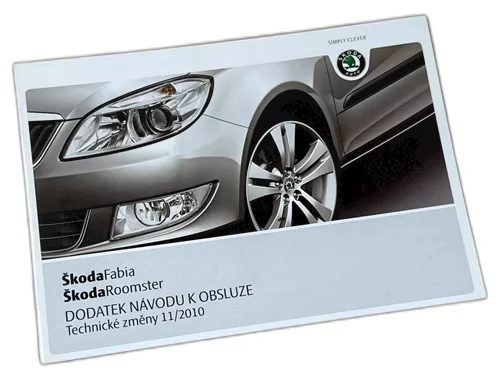 Dodatek návodu k obsluze, Škoda Fabia II / Roomster